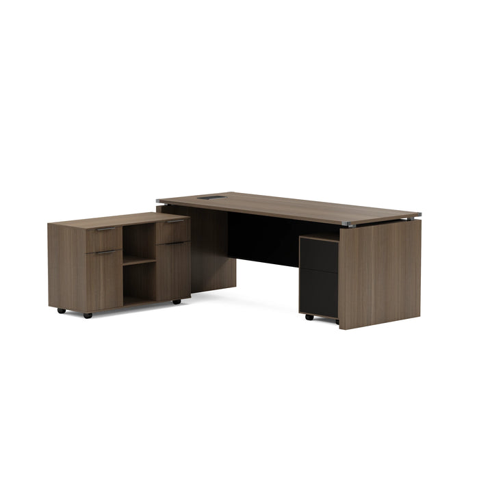 Escritorio ejecutivo rectangular Angel de 79" con gabinetes de almacenamiento | AF Essence Carnegie WX-M2506