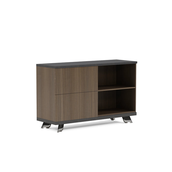 Arcadia Sleek Oak Beige Home and Professional Bookshelf Library Wall Shelving Cabinet Unit with Open Storage and Drawers