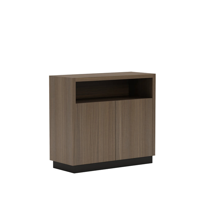 Arcadia Sleek Natural Brown Oak Home and Professional Short Bookshelf Library Wall Shelving Cabinet Unit