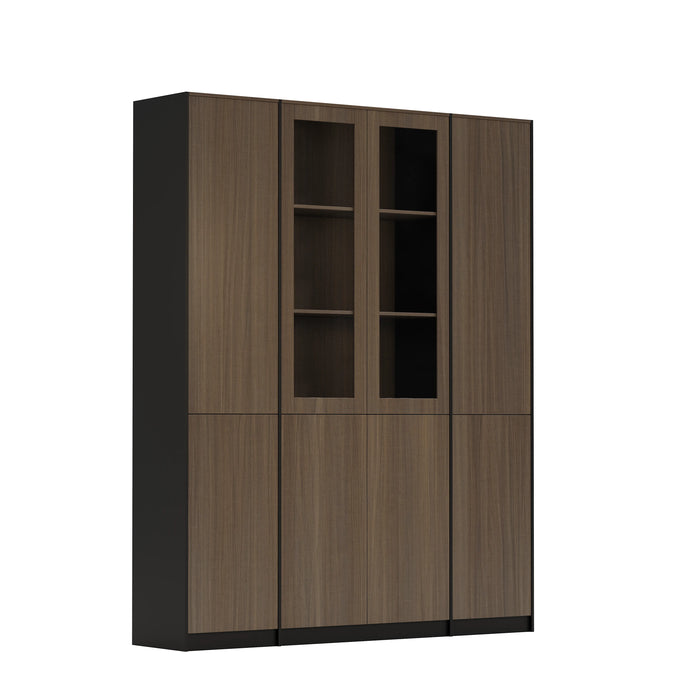 Arcadia Sleek Mahogany Home and Professional Bookshelf Library Wall Shelving Closed Storage Unit