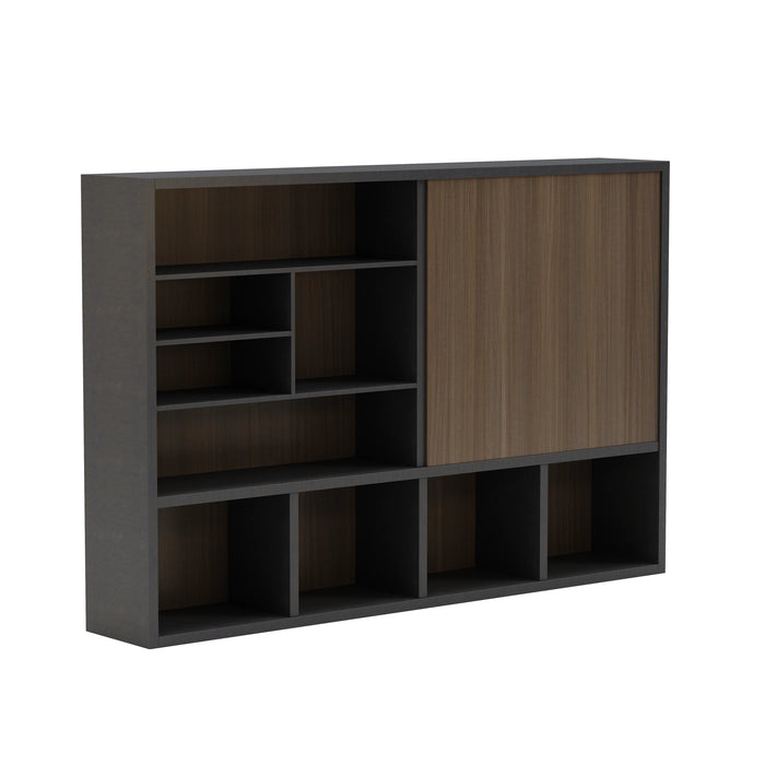 Arcadia Sleek Oak Beige Home and Professional Bookshelf Library Wall Shelving Storage Unit with Cabinets and Drawers