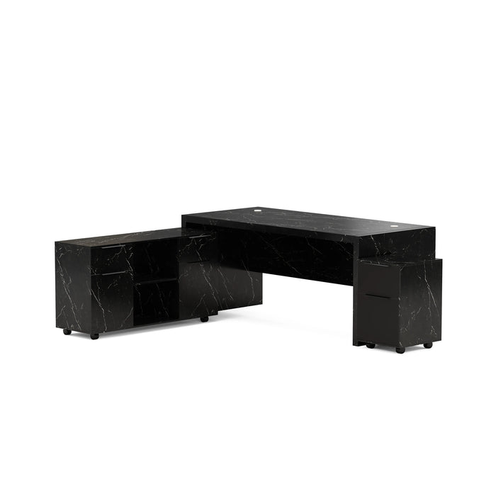 Escritorio ejecutivo rectangular Juliet de 63 a 71" con gabinetes de almacenamiento | AF Essence Carnegie WX-M2509