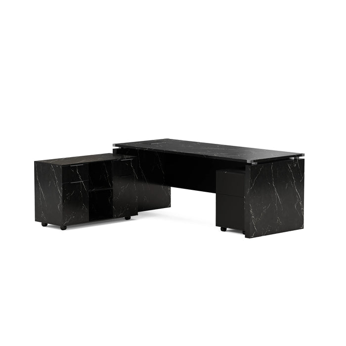 Escritorio ejecutivo rectangular Angel de 79" con gabinetes de almacenamiento | AF Essence Carnegie WX-M2506