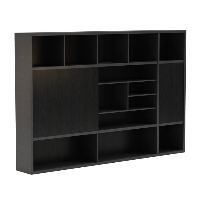 Arcadia Sleek Oak Beige Home and Professional Bookshelf Library Wall Shelving Storage Unit with Cabinets and Drawers