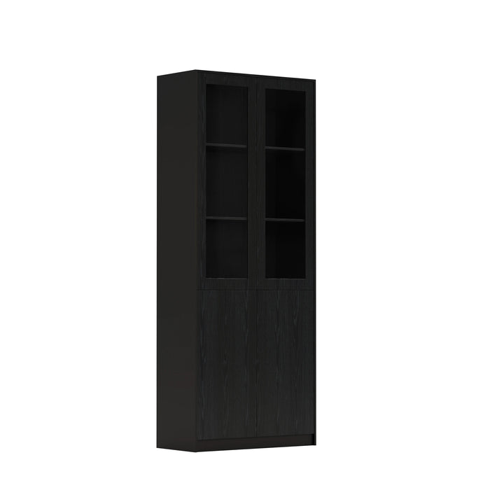 Arcadia Sleek Mahogany Home and Professional Bookshelf Library Wall Shelving Closed Storage Unit