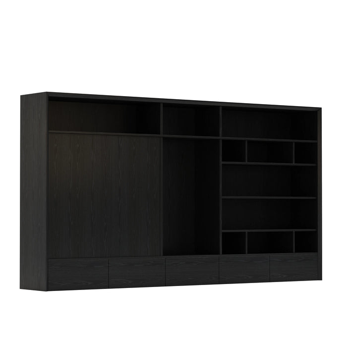 Arcadia Sleek Natural Brown Oak Home and Professional Bookshelf Library Wall Shelving Storage Unit