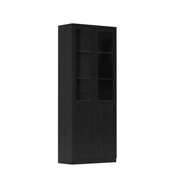 Arcadia Sleek Natural Brown Oak Home and Professional Bookshelf Library Wall Shelving Closed Storage Unit