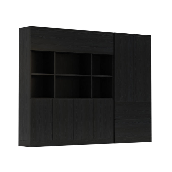 Arcadia Sleek Natural Brown Oak Home and Professional Bookshelf Library Wall Shelving Storage Unit