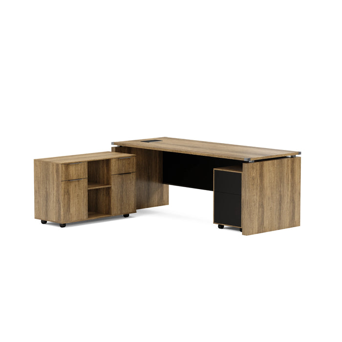 Escritorio ejecutivo rectangular Angel de 79" con gabinetes de almacenamiento | AF Essence Carnegie WX-M2506