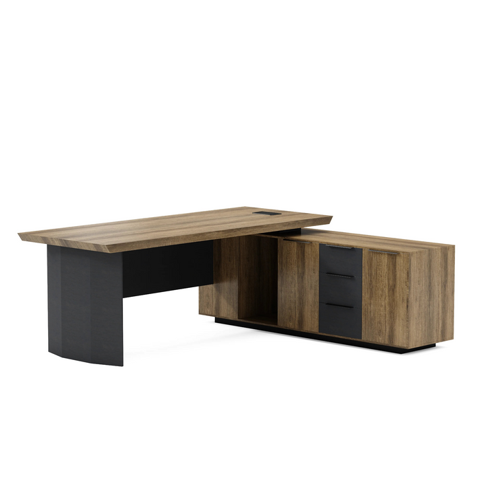 Parker 78" L-shaped Executive Desk | AF Essence Firewood WX-P3507