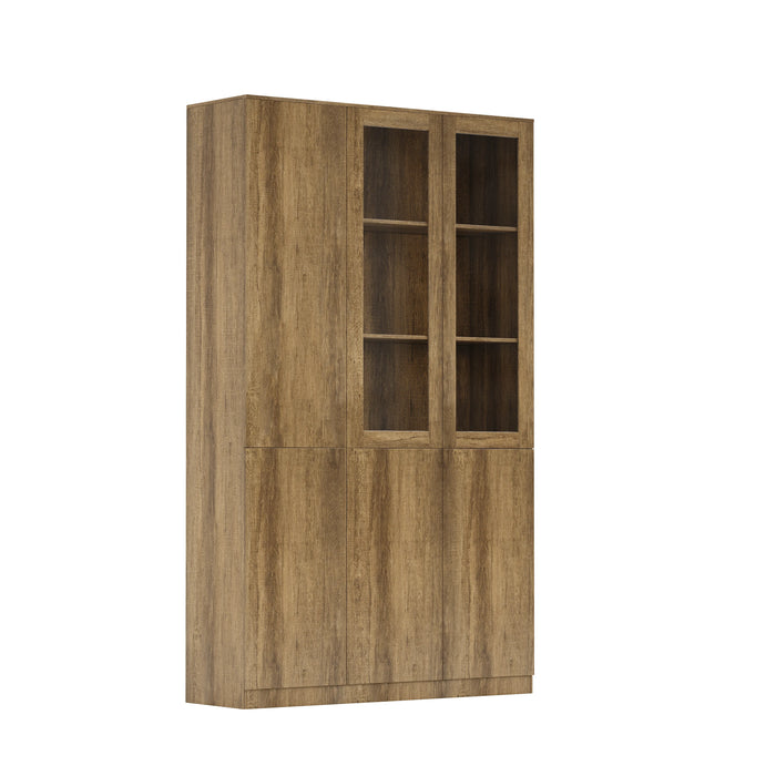 Arcadia Sleek Natural Brown Oak Home and Professional Bookshelf Library Wall Shelving Closed Storage Unit