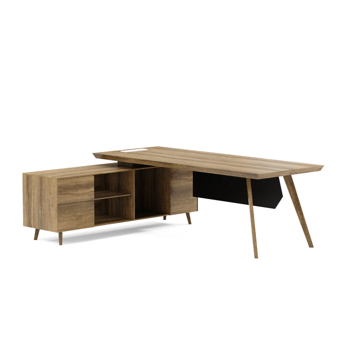 Pacific 87" L-shaped Executive Desk | AF Essence Mooreen WX-E1505