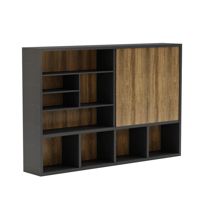 Arcadia Sleek Oak Beige Home and Professional Bookshelf Library Wall Shelving Storage Unit with Cabinets and Drawers