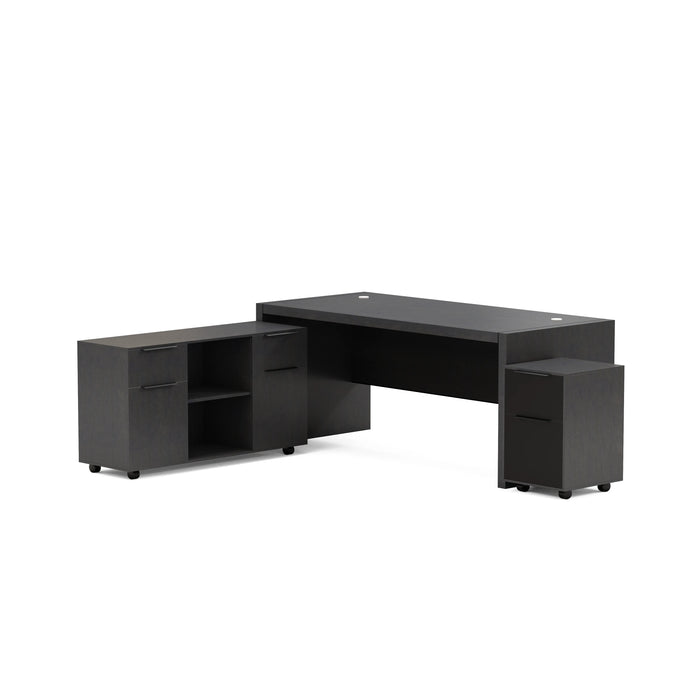 Escritorio ejecutivo rectangular Juliet de 63 a 71" con gabinetes de almacenamiento | AF Essence Carnegie WX-M2509