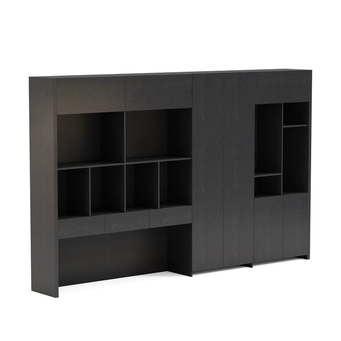 Arcadia Sleek Oak Beige Home and Professional Bookshelf Library Wall Shelving Storage Unit with Cabinets and Drawers