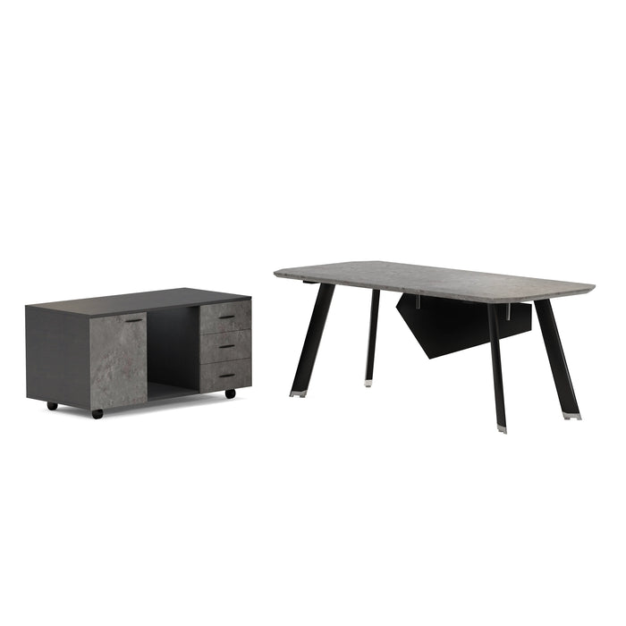 Arcadia Mid-sized High-end Black/Brown Space Saving Home and Professional Office Desk with Privacy Bevel and Cord Management