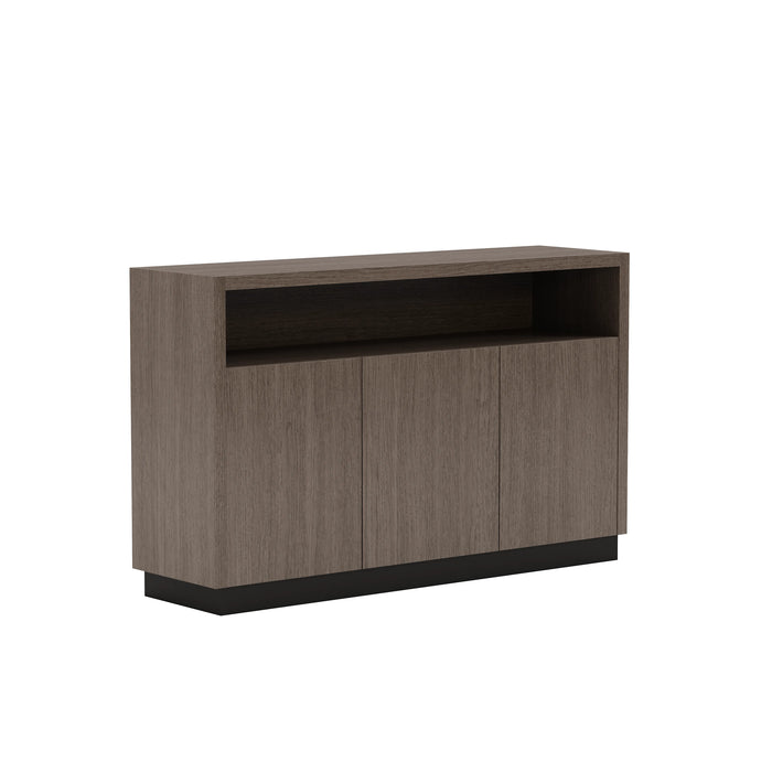 Arcadia Sleek Natural Brown Oak Home and Professional Short Bookshelf Library Wall Shelving Cabinet Unit