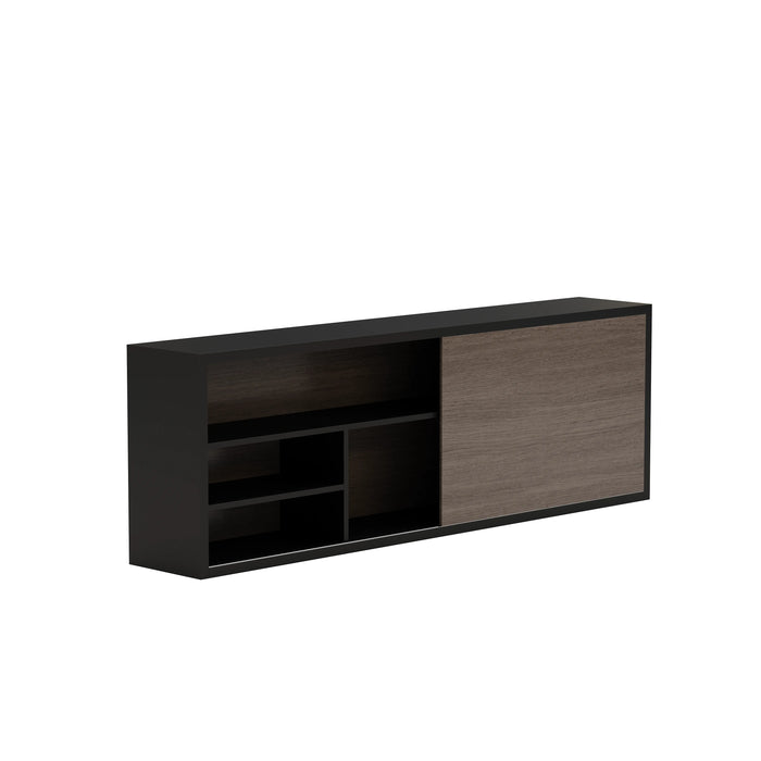 Arcadia Sleek Oak Beige Home and Professional Bookshelf Library Wall Shelving Cabinet with Sliding Door