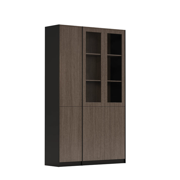 Arcadia Sleek Mahogany Home and Professional Bookshelf Library Wall Shelving Closed Storage Unit