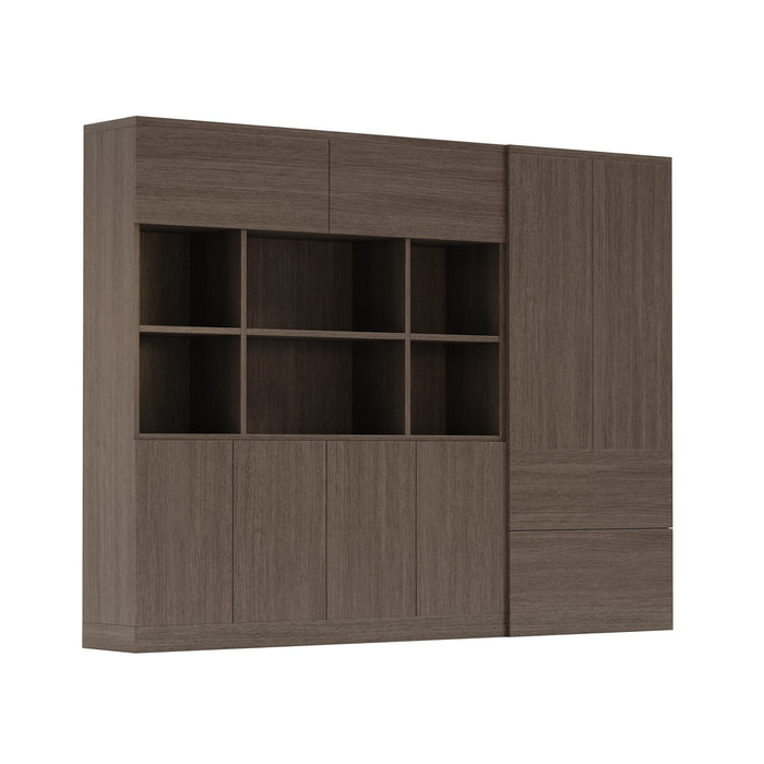 Arcadia Sleek Natural Brown Oak Home and Professional Bookshelf Library Wall Shelving Storage Unit