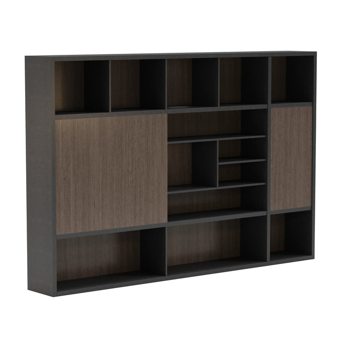 Arcadia Sleek Oak Beige Home and Professional Bookshelf Library Wall Shelving Storage Unit with Cabinets and Drawers