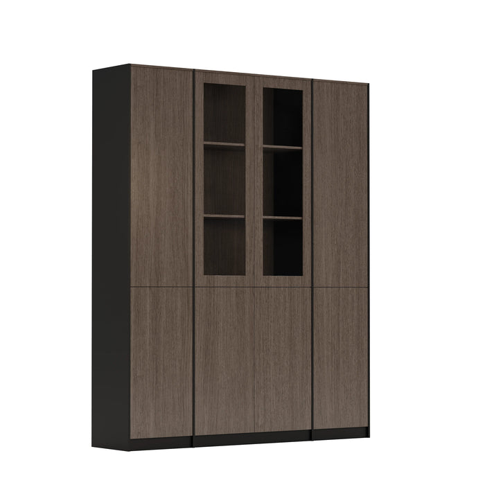 Arcadia Sleek Mahogany Home and Professional Bookshelf Library Wall Shelving Closed Storage Unit