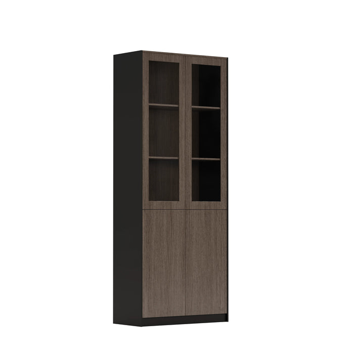 Arcadia Sleek Mahogany Home and Professional Bookshelf Library Wall Shelving Closed Storage Unit