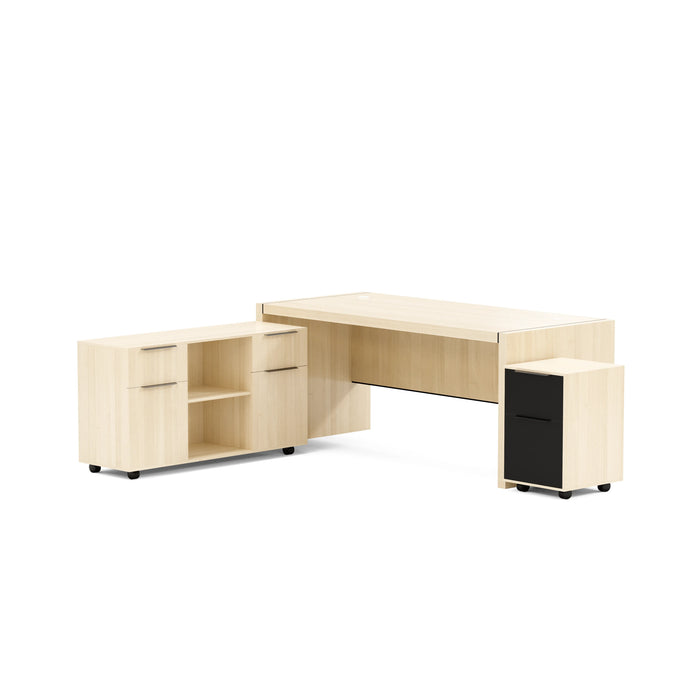 Escritorio ejecutivo rectangular Juliet de 63 a 71" con gabinetes de almacenamiento | AF Essence Carnegie WX-M2509