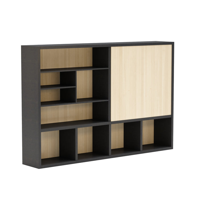 Arcadia Sleek Oak Beige Home and Professional Bookshelf Library Wall Shelving Storage Unit with Cabinets and Drawers