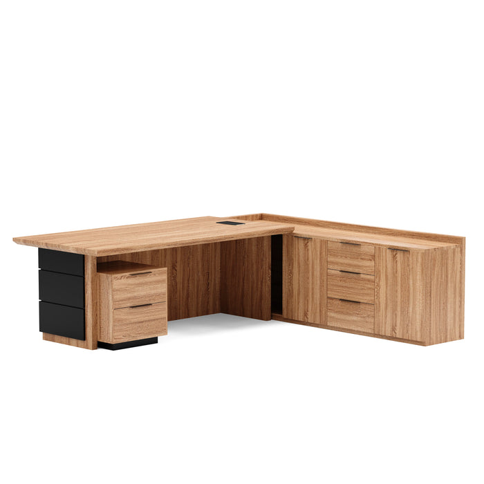 Austin 98" L-shaped Executive Desk | AF Essence Carnegie WX-M2502