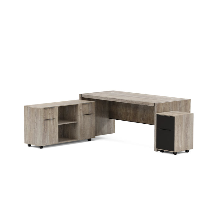 Escritorio ejecutivo rectangular Juliet de 63 a 71" con gabinetes de almacenamiento | AF Essence Carnegie WX-M2509