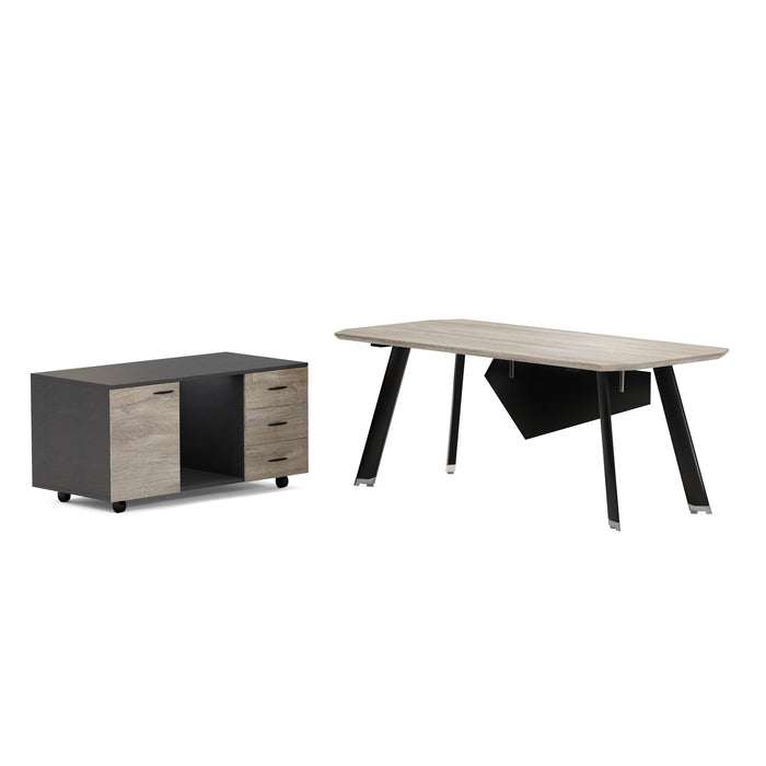 Arcadia Mid-sized High-end Black/Brown Space Saving Home and Professional Office Desk with Privacy Bevel and Cord Management