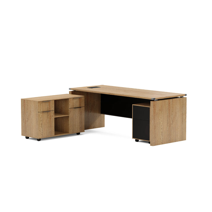 Escritorio ejecutivo rectangular Angel de 79" con gabinetes de almacenamiento | AF Essence Carnegie WX-M2506