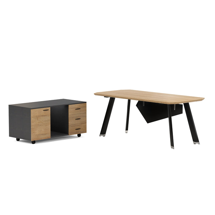 Arcadia Mid-sized High-end Black/Brown Space Saving Home and Professional Office Desk with Privacy Bevel and Cord Management