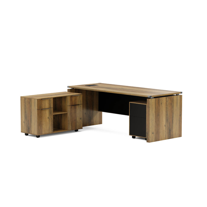 Escritorio ejecutivo rectangular Angel de 79" con gabinetes de almacenamiento | AF Essence Carnegie WX-M2506