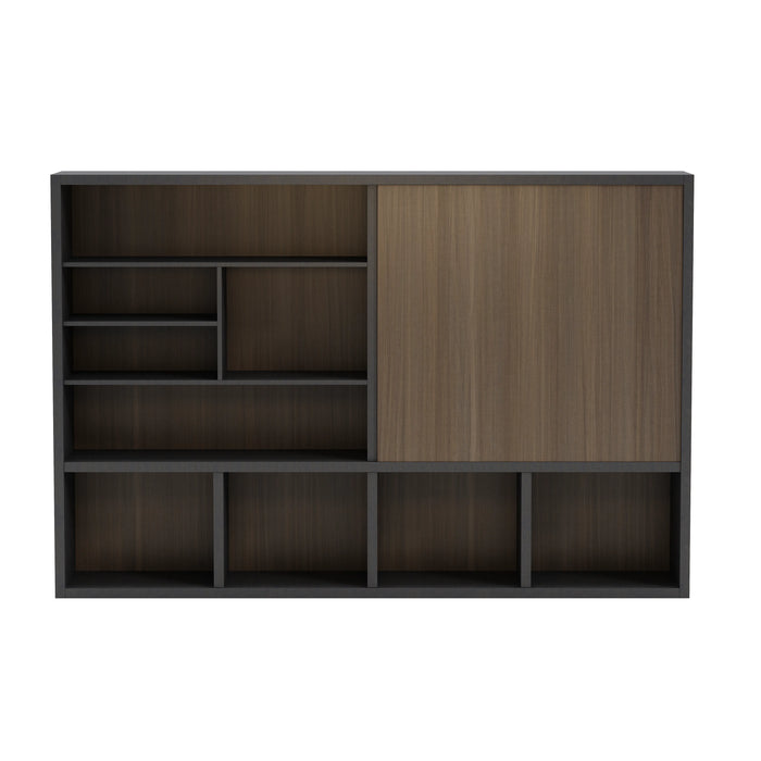 Arcadia Sleek Oak Beige Home and Professional Bookshelf Library Wall Shelving Storage Unit with Cabinets and Drawers