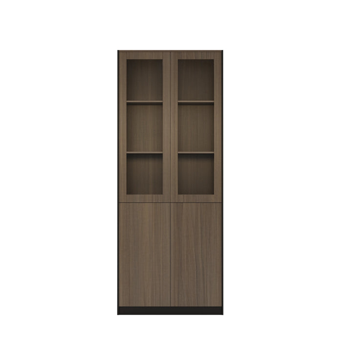 Arcadia Sleek Mahogany Home and Professional Bookshelf Library Wall Shelving Closed Storage Unit