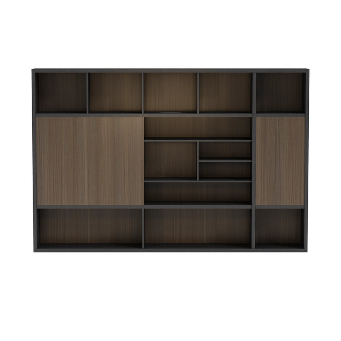 Arcadia Sleek Oak Beige Home and Professional Bookshelf Library Wall Shelving Storage Unit with Cabinets and Drawers