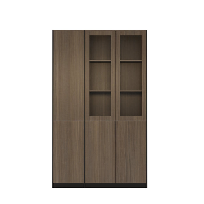 Arcadia Sleek Mahogany Home and Professional Bookshelf Library Wall Shelving Closed Storage Unit