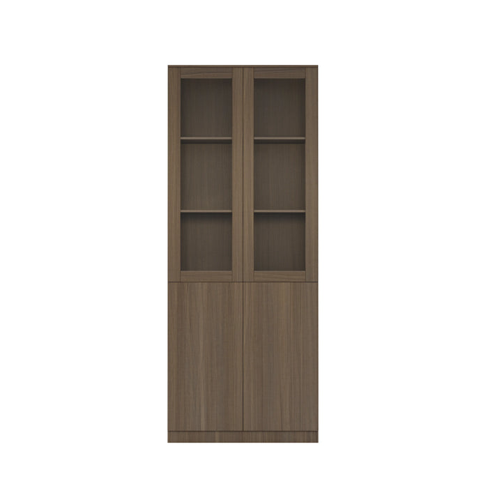 Arcadia Sleek Natural Brown Oak Home and Professional Bookshelf Library Wall Shelving Closed Storage Unit