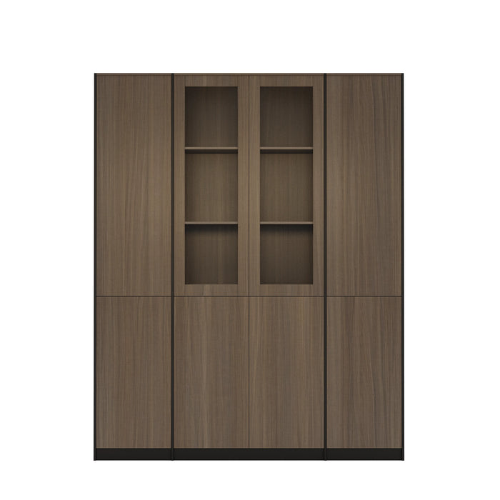 Arcadia Sleek Mahogany Home and Professional Bookshelf Library Wall Shelving Closed Storage Unit