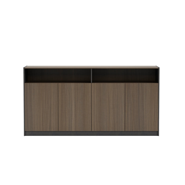 Arcadia Sleek Mahogany Home and Professional Short Bookshelf Library Wall Shelving Cabinet Unit with Drawers