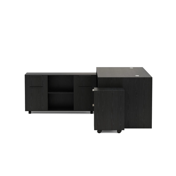 Escritorio ejecutivo rectangular Juliet de 63 a 71" con gabinetes de almacenamiento | AF Essence Carnegie WX-M2509