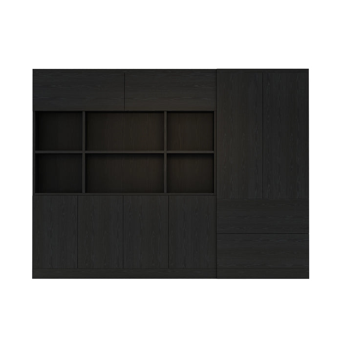 Arcadia Sleek Natural Brown Oak Home and Professional Bookshelf Library Wall Shelving Storage Unit