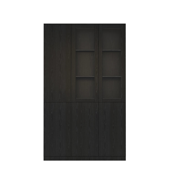 Arcadia Sleek Natural Brown Oak Home and Professional Bookshelf Library Wall Shelving Closed Storage Unit