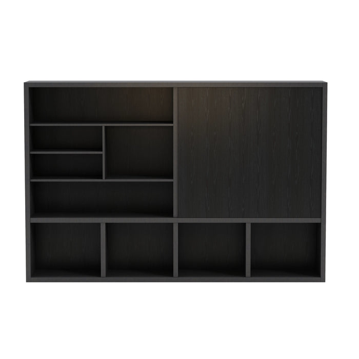 Arcadia Sleek Oak Beige Home and Professional Bookshelf Library Wall Shelving Storage Unit with Cabinets and Drawers