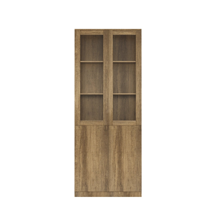 Arcadia Sleek Natural Brown Oak Home and Professional Bookshelf Library Wall Shelving Closed Storage Unit