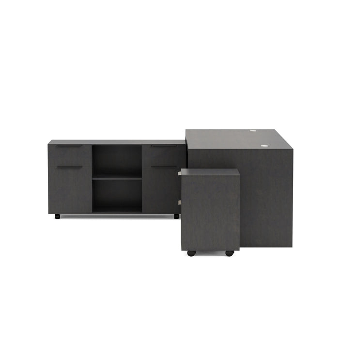 Escritorio ejecutivo rectangular Juliet de 63 a 71" con gabinetes de almacenamiento | AF Essence Carnegie WX-M2509