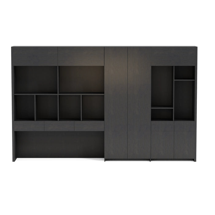 Arcadia Sleek Oak Beige Home and Professional Bookshelf Library Wall Shelving Storage Unit with Cabinets and Drawers