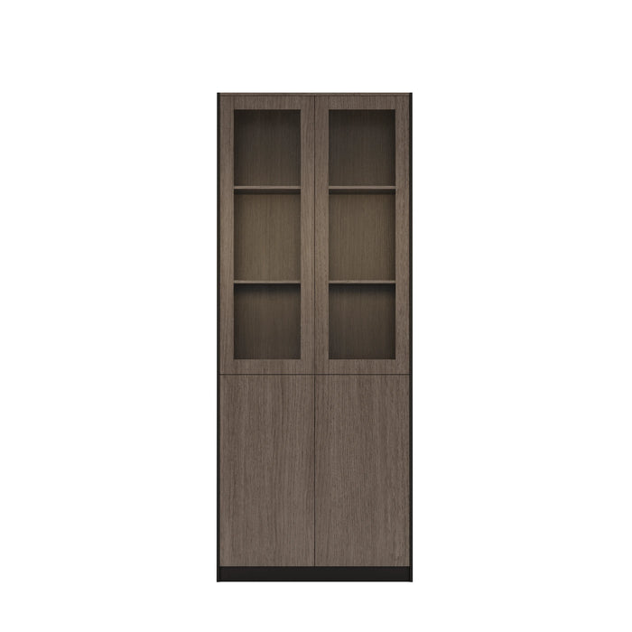 Arcadia Sleek Mahogany Home and Professional Bookshelf Library Wall Shelving Closed Storage Unit